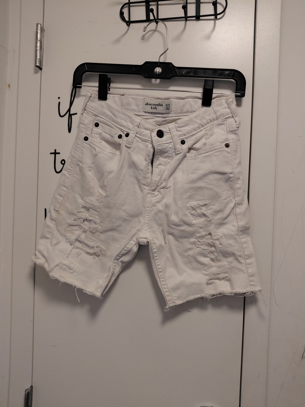Kids Abercrombie & Fitch White Distressed Denim Jean Shorts